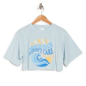 ABOUND Crop‎ Graphic Tee In Blue Beach Hair, Size S, NWT